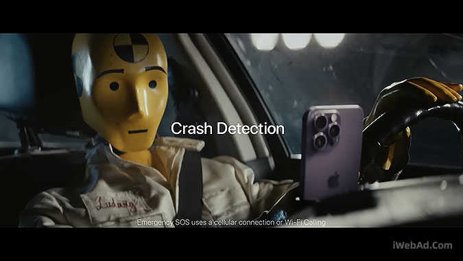 苹果iPhone14两则广告 宣传续航和碰撞检测